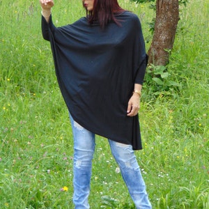 NЕW Asymmetrical Black Top/Oversized Tunic Top/Black Tunic/Long Slevee Tunic/Black Tank Top/Party Tunic Top/Plus Size Tunic/Black Top