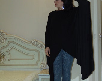 NEW Black oversize loose tunic dress/Asymmetrical tunic/Long tunic/Extravagant top/ Maxi tunic top/Black tunic/All sizes available Us Uk Eu