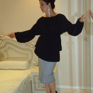 Black oversize tunic/Blouse tunic top/Elegant tunic top/Romantic tunic dress /Maxi tunic top/Black loose tunics dresses tops/All- Us Uk Eu