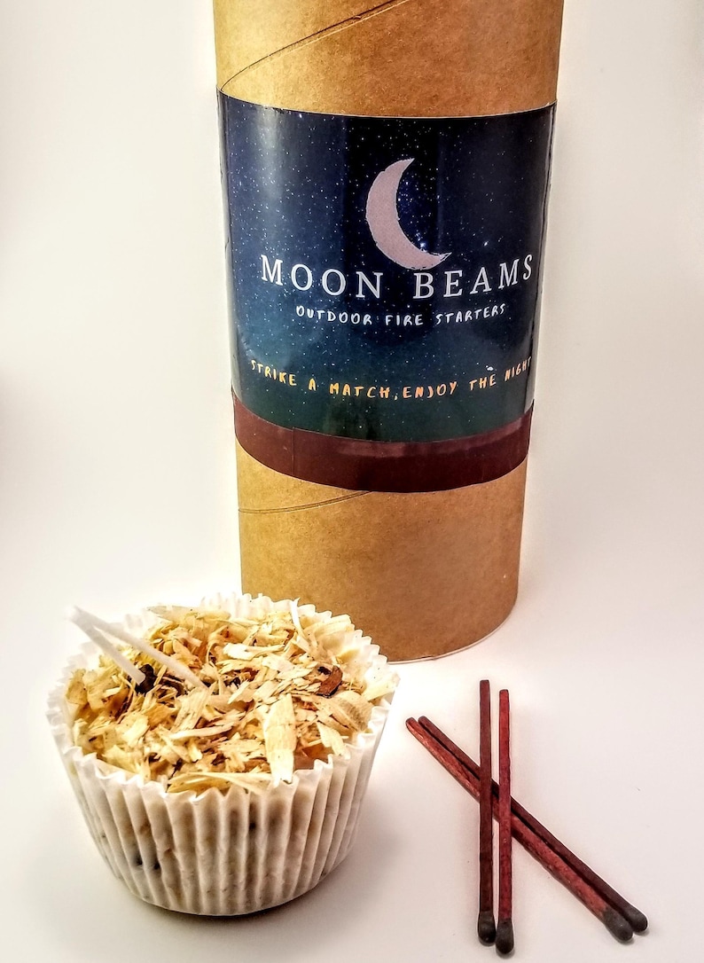 Moon Beams Handmade Fire Starter Kit – Kampvuurstarters met natuurlijke was, hutcadeau, Glamping-benodigdheden afbeelding 1