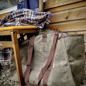 Rugged Waxed Canvas Log Carrier Tote