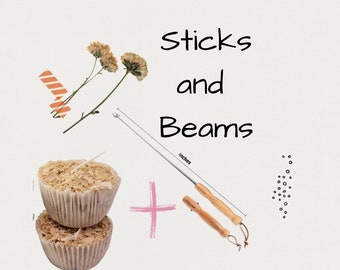 Moon Beams Campfire-cadeauset – bundel handgemaakte vuurstarter en intrekbare braadstokjes, cadeau voor buiten