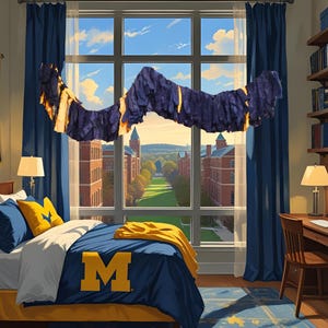 Michigan Wolverines Garland: UMich Dorm Decor, Glamping Banner, University of Michigan Dorm Room Decor, Tailgating Banner