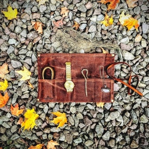 Waxed Canvas Travel Watch/Accessory Organizer Roll