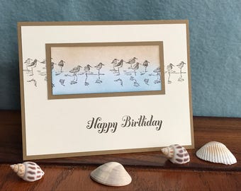 Birthday Card, Handmade Card, Stampin Up Card, Happy Birthday Card, Sandpiper Card, Beach Scene Card, Masculine Card, Greeting Card