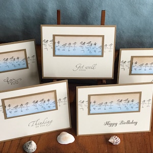 Assorted Card Set, Set of 5 Cards, Get Well Card, Birthday Card, Thinking of You Card, Thank You Card, Stampin Up Cards, Sandpipers