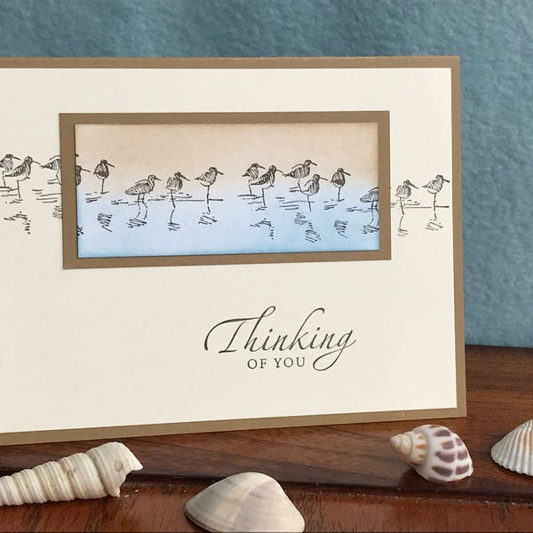 Thinking of You Card, Handmade Card, Stampin Up Card, Get Well Card, Sympathy Card, Sandpiper Card, Beach Scene Card, Masculine Card