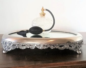 vintage vanity with round mirror solid wood round footed vanity mirror mirror tray silver perfume vintage tray vanity mirror etsy vintage vanity with round mirror solid wood round footed vanity mirror mirror tray silver perfume vintage tray vanity mirror etsy