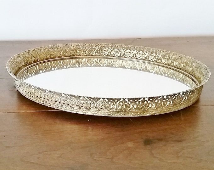 Large Oval Vanity Mirror Tray Gold Vanity Mirror Tray Etsy