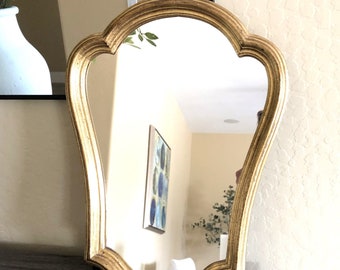 Vintage Gold Italian Florentine Wall Mirror, Hollywood Regency Mirror