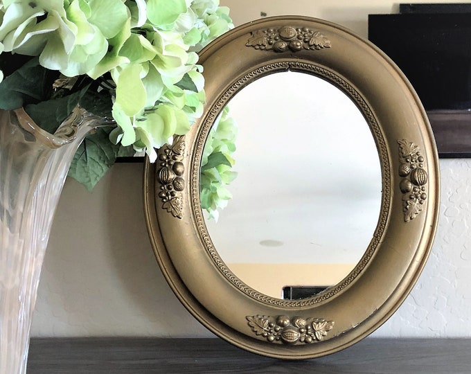 Vintage Gold Wall Mirror With Wooden Frame Etsy