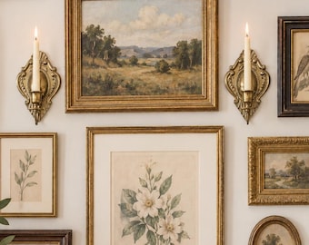 Vintage Brass Wall Candle Holders, Pair of Ornate Rococo Sconces