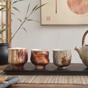 Handmade Studio Pottery Yunomi Style Tea Cups, Organic Modern Indoor Planter Pots
