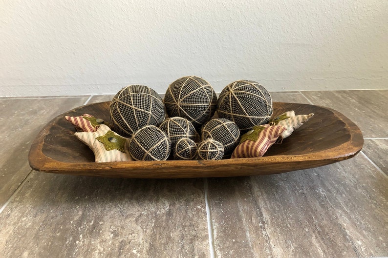 6 Primitive Rag Balls Homespun Rag Wrapped Handmade Etsy