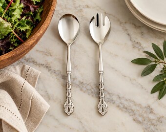 Salad Servers, Vintage Imperial Stainless Chandelier Royal Salad Fork Spoon Set