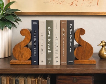 Vintage Wooden Bookends, Sculptural Bookends Wood