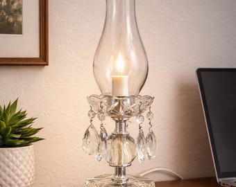 Vintage Crystal Prism Boudoir Lamp, Cut Glass Base, Base Only