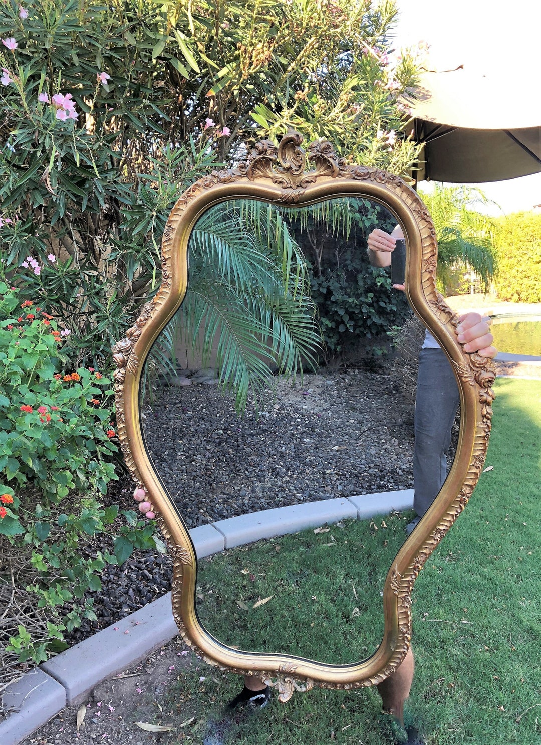 Large Ornate Antique Gold Wall Mirror, LOCAL PICKUP ONLY, Vintage Gold