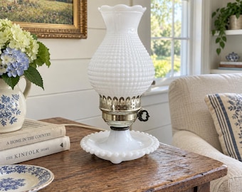Vintage White Milk Glass Hobnail Electric Lamp – Antique Oil Lamp