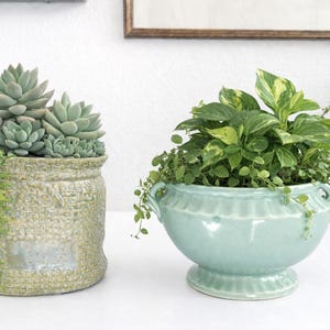 Vintage Glazed Ceramic Indoor Planter | Mid-Century Style Flower Pots | Priced Individually