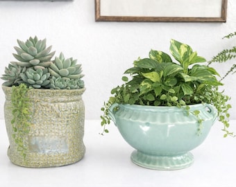 Vintage Glazed Ceramic Indoor Planter | Mid-Century Style Flower Pots | Priced Individually