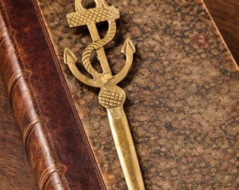 Vintage Brass Anchor Letter Opener, Decorative Nautical Dagger