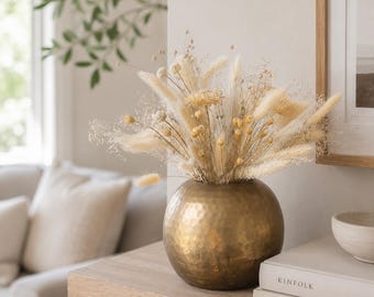 Dried Flower Bouquet, Neutral Home Decor, Bookshelf Decor