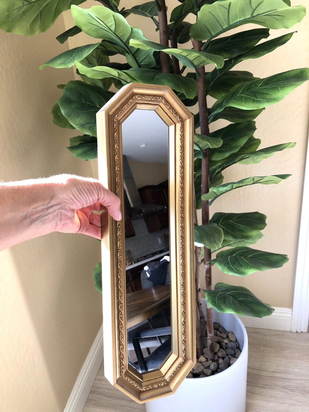 Vintage Gold Wall Mirror Skinny Gold Mirror Decorative Gold - Etsy