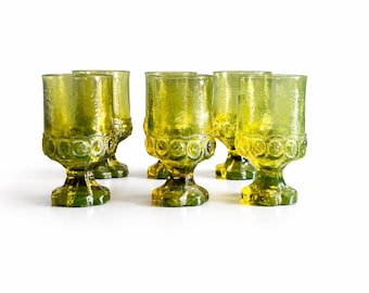 Vintage Tiffin Franciscan Madeira Water Goblets in Citron Green Set of 6