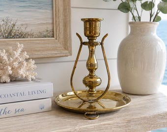 Antique Brass Ship's Candlestick with Swinging Gimbal Mechanism