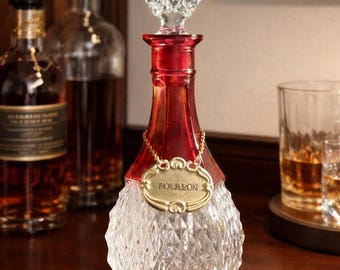 Vintage Indiana Glass Red Ruby Flash Diamond Point Liquor Decanter