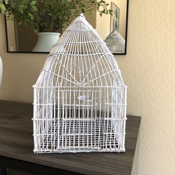 Vintage Metal Wire Hanging Birdcage, Bird Cage Card Holder