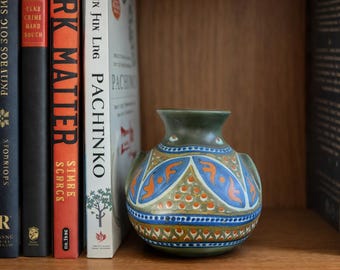 Vintage Gouda Pottery Vase, Hand-Painted Art Pottery, Holland 6" Tall