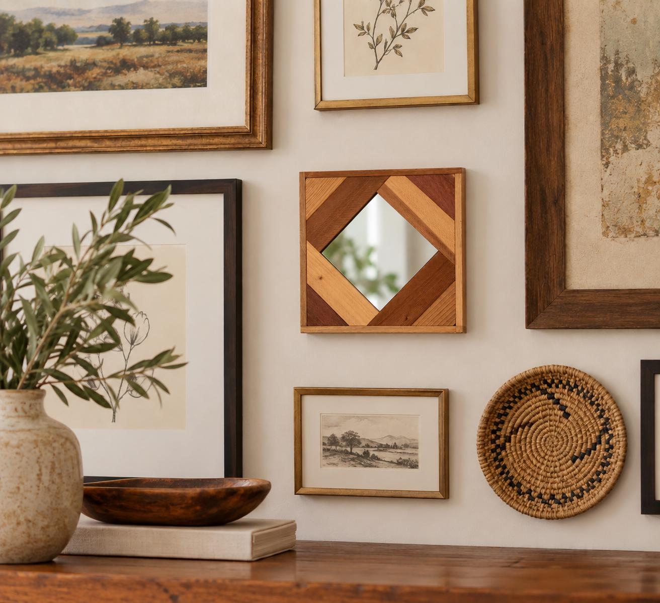 Wall Mirror Wood Inlay - Etsy