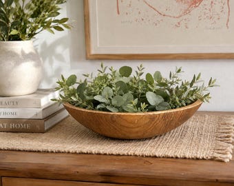 Vintage Round Wooden Dough Bowl, Rustic Farmhouse Decor