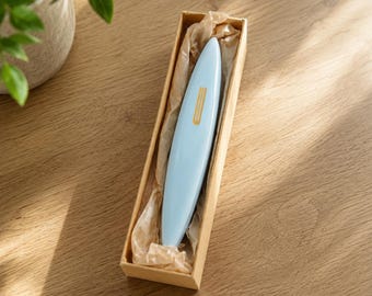 Modern Ceramic Mezuzah Case | Handmade in Israel | Light Blue & Gold Special Needs Collaboration