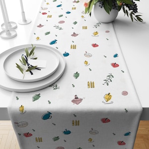 Hanukkah Table Runner | Jewish Holiday Runner | Chanukkah Illustration | Hanukkah Gifts | Jewish Gift Idea | Fun Chanuka Table Runner