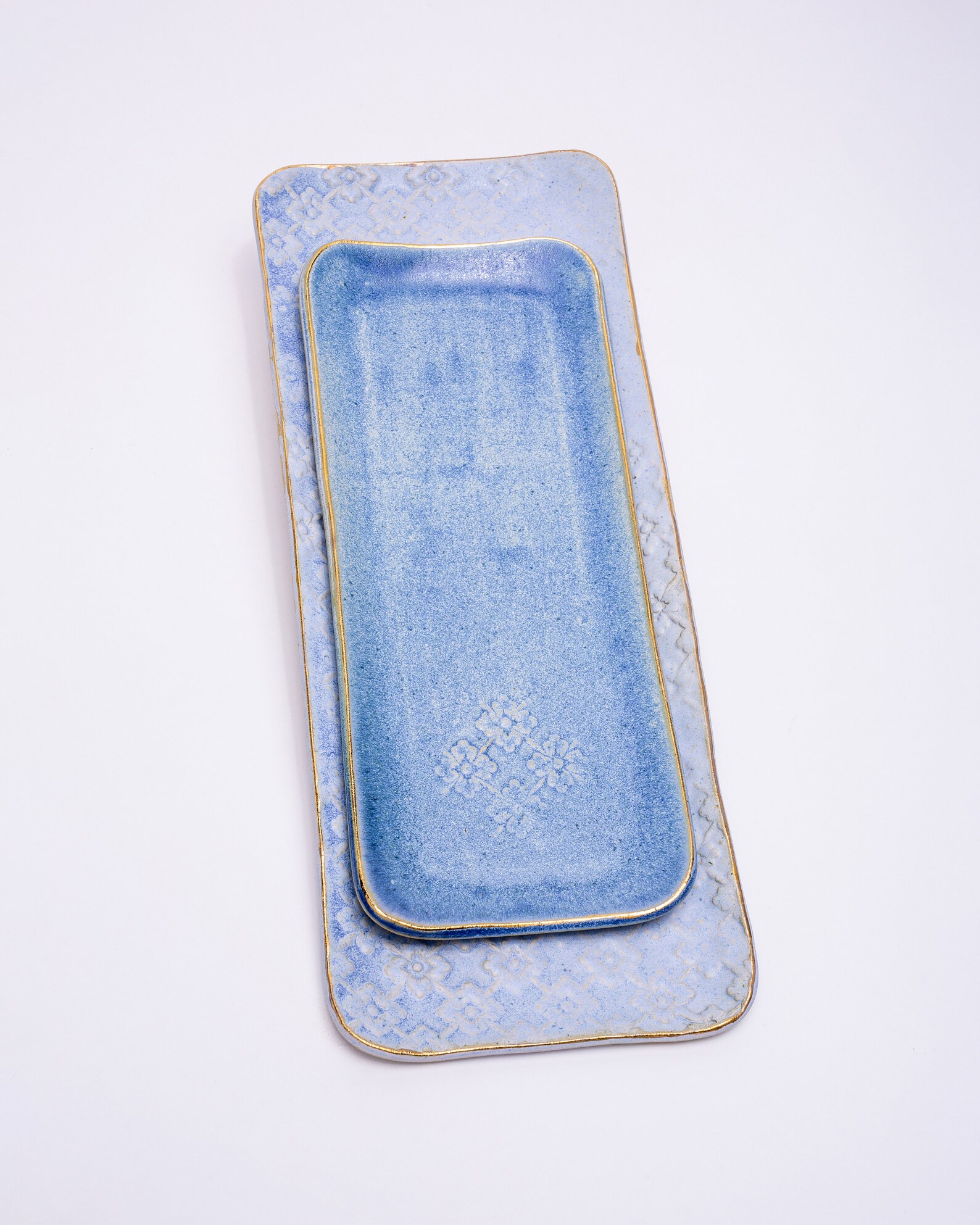 Ceramic Tray Blue Tray Serving Tray Ceramic Platter Etsy