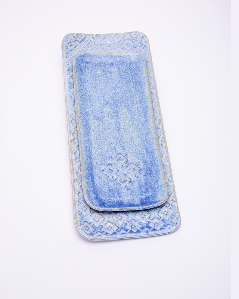 Ceramic Tray Blue Decorative Tray Serving Tray Ceramic Etsy