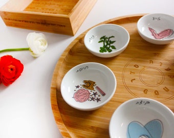 Modern Bamboo Seder Plate & Matza Box Set | Passover Dinner Decor