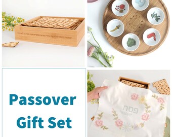 Passover Colorful Seder Plate + Reclining Matza Box+ Matza Cover Set | Modern Pesach Gift| Passover Table | Holiday | Designed in Israel