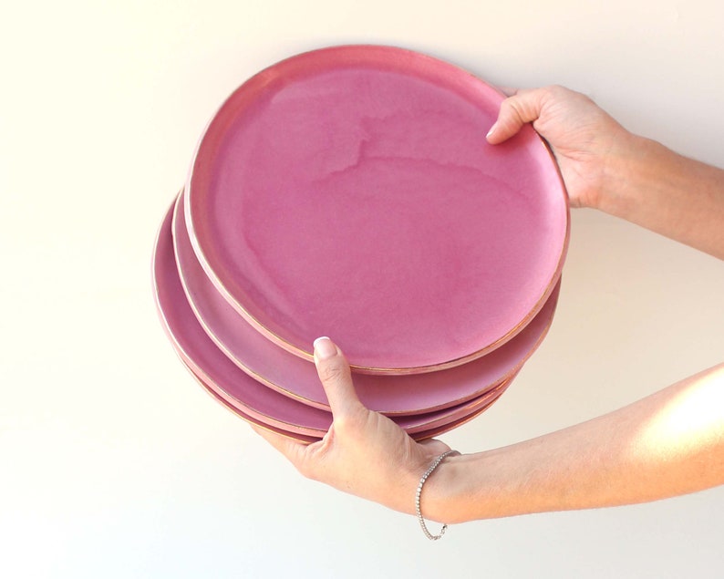 Pink Plates Dinnerware Set Ceramic Plate New Home Kitchen Etsy