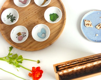 Modern Bamboo Seder Plate Set | Passover Matza Box, Hebrew Gifts