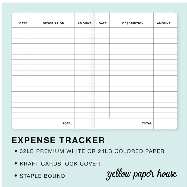 EXPENSE TRACKER Traveler's Notebook Insert  - Choose from 23 colors - 8 sizes available