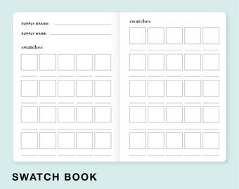 SWATCH BOOK for ART Supplies - Journal Traveler's Notebook Insert - 8 Sizes