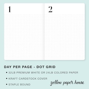 Day Per Page - DOT GRID for Traveler&#39;s Notebooks  - Choice of 23 Colors and 8 Sizes