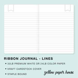 RIBBON Journal - LINED Traveler&#39;s Notebook Insert  - Choice of 23 colors and 8 sizes