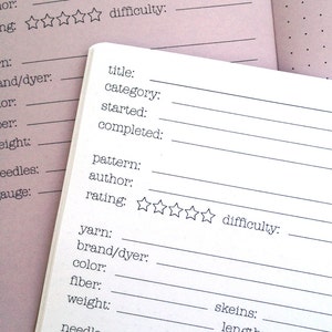 KNITTING/CROCHET PROJECT Journal Traveler&#39;s Notebook Insert  23 Colors - 8 Sizes