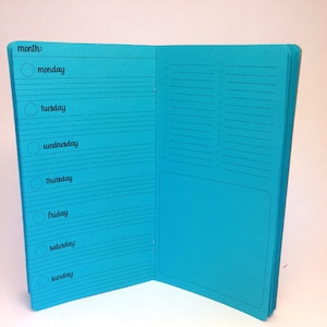 WEEKLY Week on One Page Traveler&#39;s Notebook Insert (Script Type)  -  Choice of 23 colors and 8 Sizes