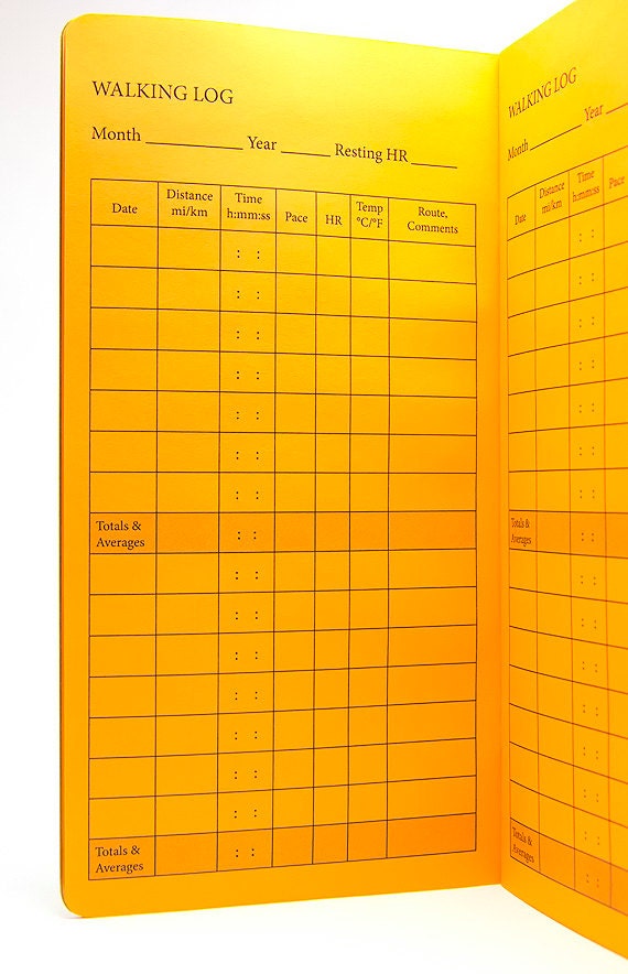WALKING or RUNNING LOG Insert to fit Midori Traveler's Notebook - Choose from 23 colors and 8 sizes